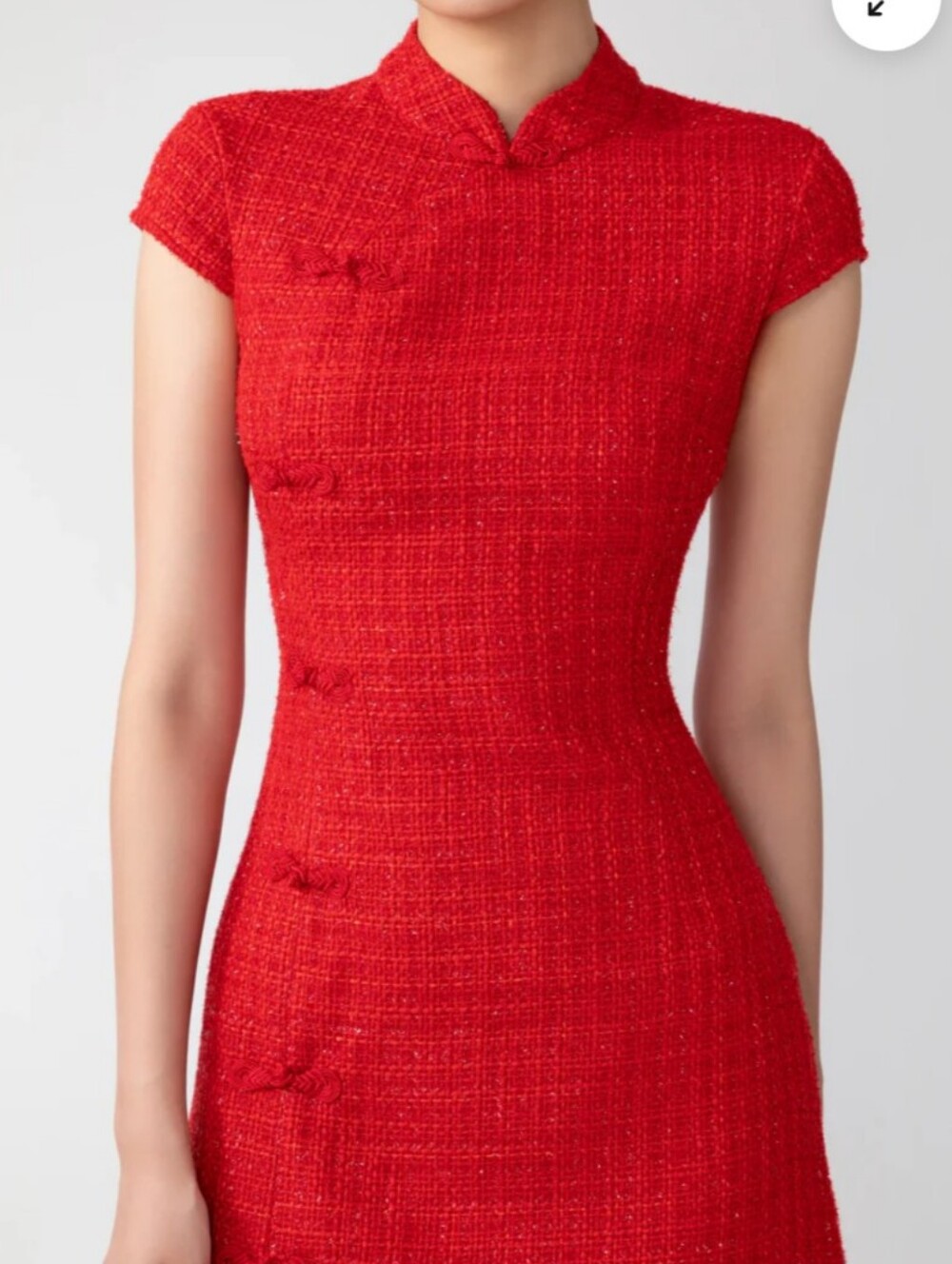 Sau Lee Natasha Mini Dress Size 8 - Red Tweed Cheongsam Qipao